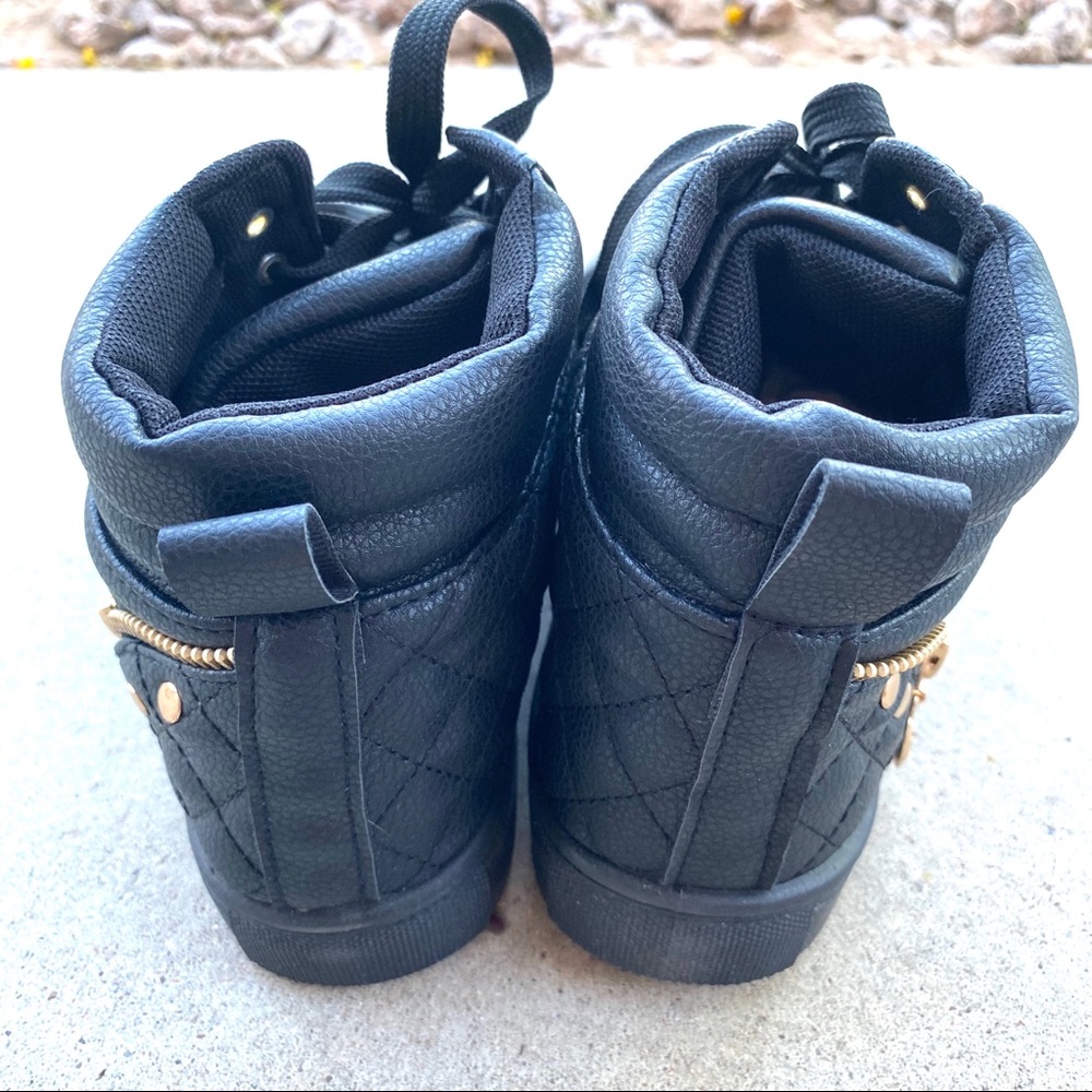 Brand New Black Fashion Quilted Lace Up Sneakers - Picture 6 of 7